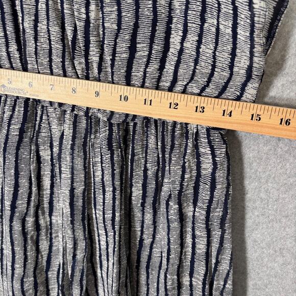 Cortefiel Dress Small Navy Flowy Flutter Elastic Waist Comfort Beachy Nautical - Picture 7 of 12